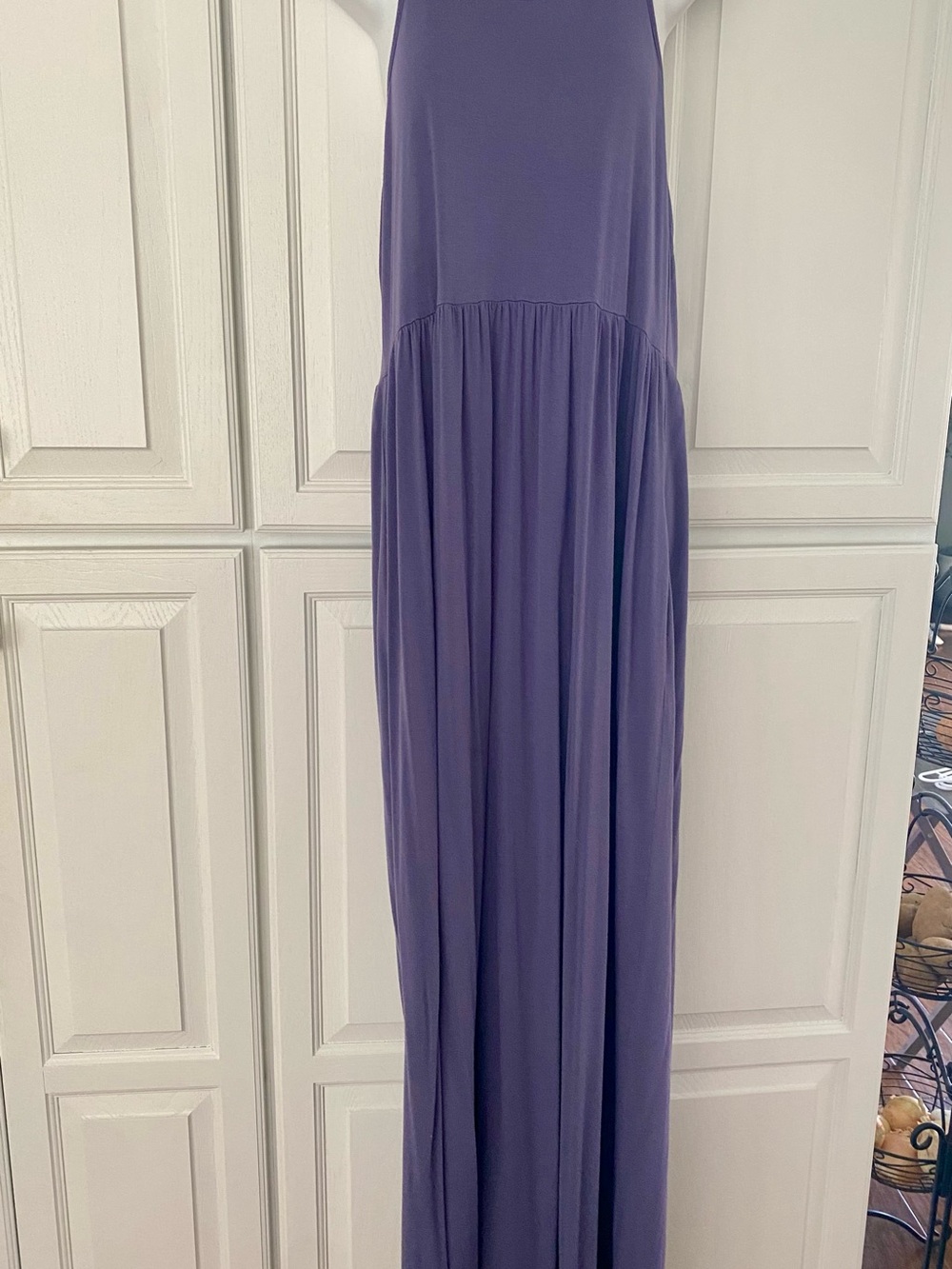 Grecerelle Lavender Sleeveless Racerback Drop Waist Maxi Dress with Pockets